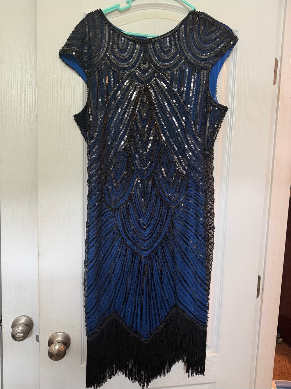 Beaded Navy Blue Evening Dress
